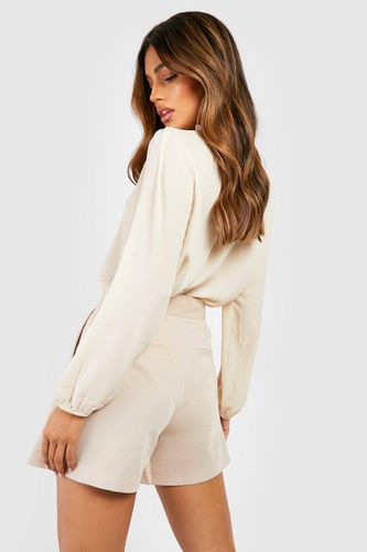 Blouse tissée à manches longues avec col à volants | Taille 46 - boohoo - Modalova
