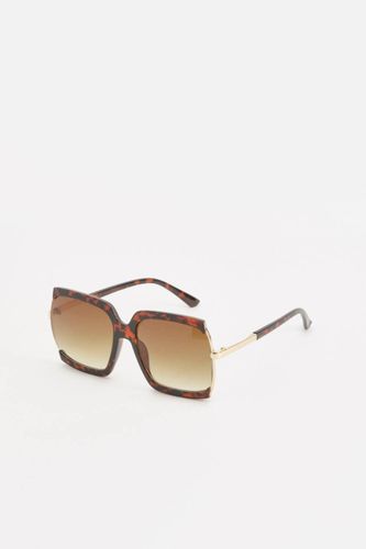 Lunettes de soleil surdimensionnées à monture carrée motif écaille de tortue - boohoo - Modalova