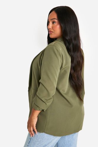 Blazer grande taille à détails de revers et manches froncées | Taille 48 - boohoo - Modalova