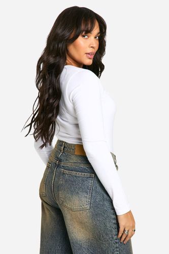 Bodysuit Basics Plus en coton à col carré et manches longues | Taille 54 - boohoo - Modalova