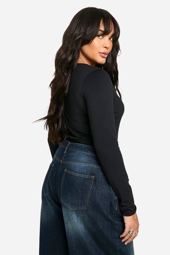 Bodysuit à manches longues en coton Basics Plus à encolure échancrée | Taille 48 - boohoo - Modalova