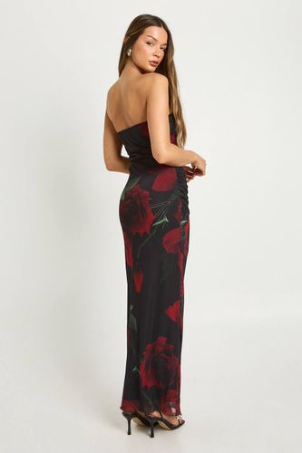 Robe bustier longue fleurie en mesh | Taille 38 - boohoo - Modalova