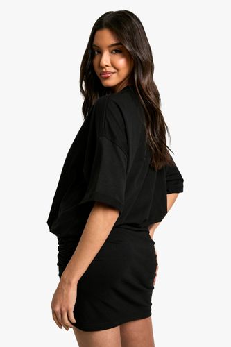 Robe mini t-shirt froncée | Taille 38 - boohoo - Modalova