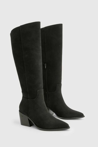 Bottes de cowboy western en nubuck à coupe large | Taille 41 - boohoo - Modalova