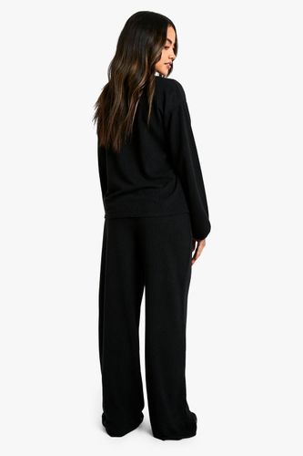 Ensemble coordonné : blouse côtelée à nouer à l'avant et pantalon | Taille 38 - boohoo - Modalova
