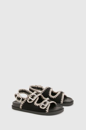 Sandales Dad tissées à surpiqûres contrastées | Taille 41 - boohoo - Modalova