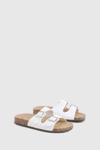 Double Buckle Footbed Slider | Taille 37 - boohoo - Modalova
