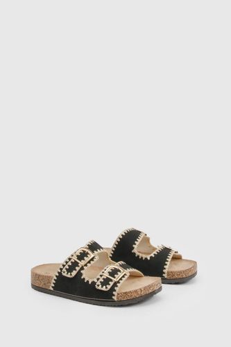 Sandales à double boucle avec détails de surpiqûres contrastées | Taille 37 - boohoo - Modalova