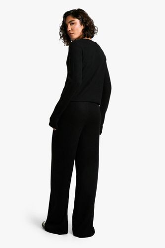 Cardigan brossé long et ensemble coordonné avec pantalon à jambes larges | Taille 46 - boohoo - Modalova
