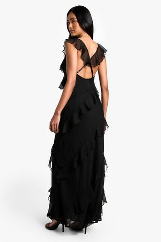 Robe Longue À Volants En Mousseline Avec Bretelles | Taille 46 - boohoo - Modalova