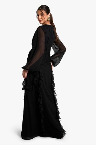 Robe Longue Maxi À Volants En Mousseline Crêpée | Taille 38 - boohoo - Modalova
