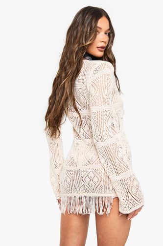 Tunique de plage en crochet à pampilles | Taille Medium - boohoo - Modalova