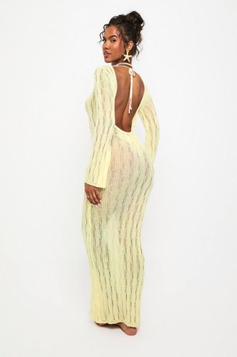 Robe de plage en crochet à manches longues avec dos échancré | Taille Medium - boohoo - Modalova