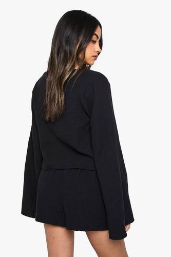 Shorts en gaze à taille élastiquée | Taille 36 - boohoo - Modalova