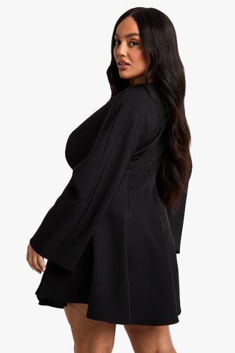 Plus Jupe Plissée Robe Patineuse à Manches Longues | Taille 48 - boohoo - Modalova