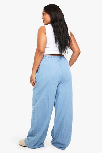 Pantalon à jambes larges en chambray avec cordon de serrage | Taille 48 - boohoo - Modalova