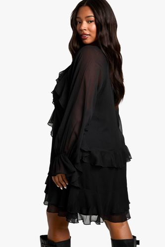 Plus Chiffon Ruffle Smock Dress | Taille 48 - boohoo - Modalova
