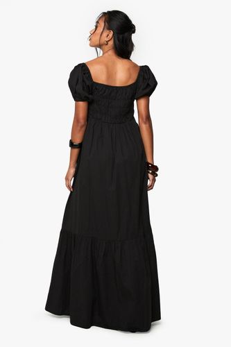 Robe Longue En Popeline De Coton À Manches Bouffantes | Taille 44 - boohoo - Modalova
