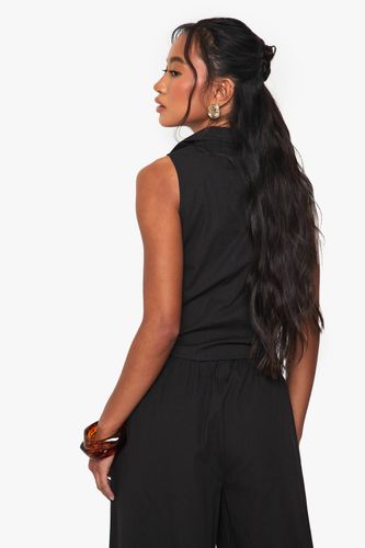 Gilet sans manches en popeline froncé | Taille 44 - boohoo - Modalova