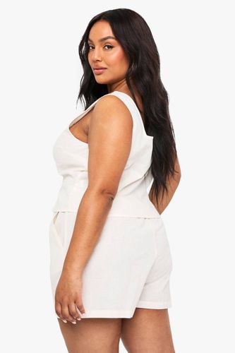 Coordonné Look Lin : Haut à encolure carrée avec boutons sur le devant et shorts sur mesure | Taille 48 - boohoo - Modalova