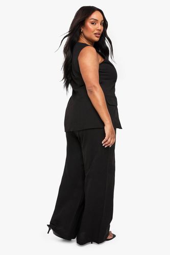 Ensemble coordonné effet lin : gilet à col carré et pantalon large sur mesure | Taille 48 - boohoo - Modalova