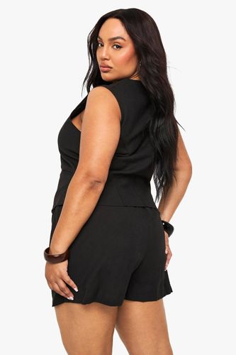 Ensemble pour grandes tailles : gilet et short effet lin | Taille 46 - boohoo - Modalova