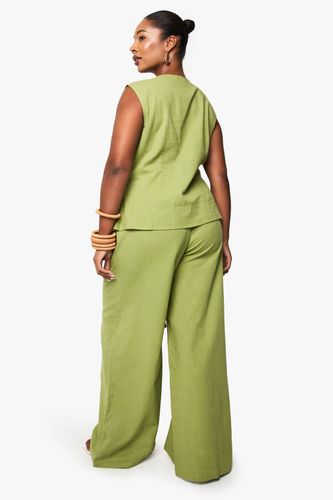 Plus Tie Front Sleeveless Top And Paperbag Trouser Co-ord | Taille 48 - boohoo - Modalova