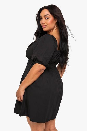 Robe skater en coton plissée avec nœud à l’avant | Taille 46 - boohoo - Modalova