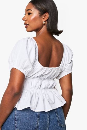 Plus Cotton Shirred Off The Shoulder Top | Taille 46 - boohoo - Modalova