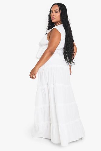 Plus Cotton Jupe Maxi en Coton à Volants | Taille 46 - boohoo - Modalova