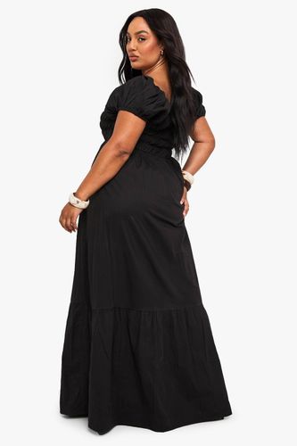 Robe Maxi Grande Taille En Popeline De Coton À Manches Bouffantes | Taille 46 - boohoo - Modalova