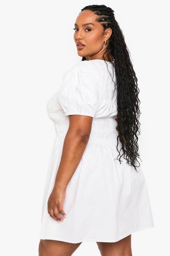 Robe Patineur Froncée en Coton Plus | Taille 48 - boohoo - Modalova