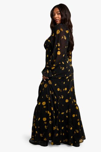 PLUS ROBE MAXI SMOCK À MANCHES LONGUES POUR GRANDES TAILES | Taille 46 - boohoo - Modalova