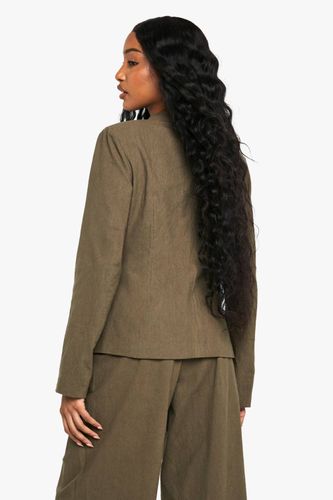 Blazer à simple boutonnage style lin sur mesure | Taille 44 - boohoo - Modalova