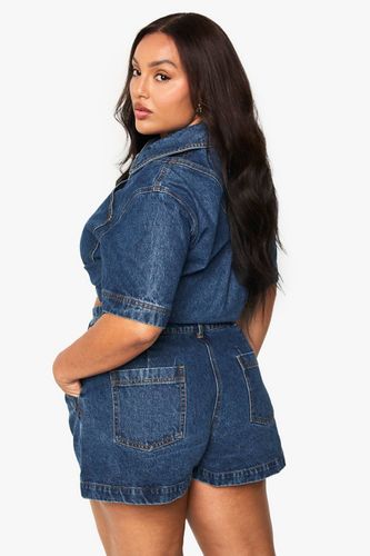 Plus Denim Seam Detail Flippy Denim Short | Taille 48 - boohoo - Modalova