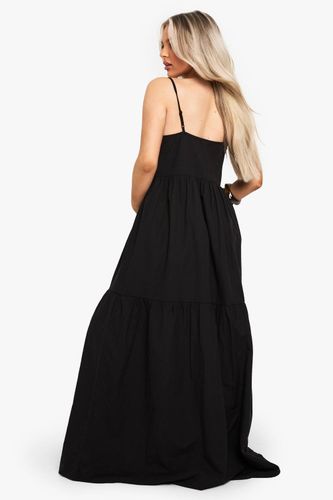 Robe Maxi À Bretelles Étagée Aspect Lin De Maternité | Taille 44 - boohoo - Modalova