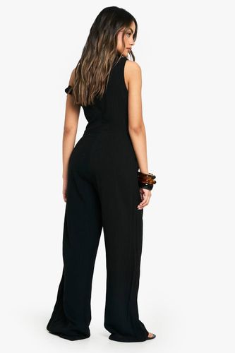 Combinaison à effet lin et bretelles torsadées | Taille 46 - boohoo - Modalova
