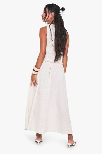 Robe midaxi à motif vichy avec détail froncé et taille basse | Taille 46 - boohoo - Modalova