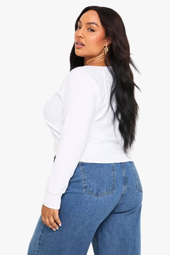 Haut boxy en coton Henley boutonné | Taille 46 - boohoo - Modalova