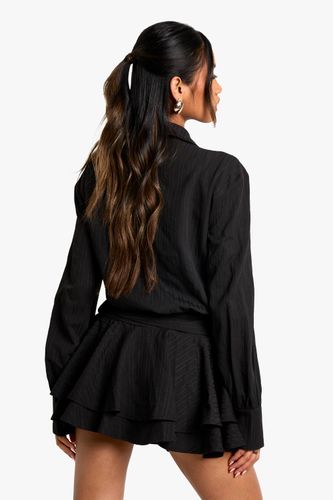 Robe Courte À Volants Froncés Et Texture | Taille 46 - boohoo - Modalova