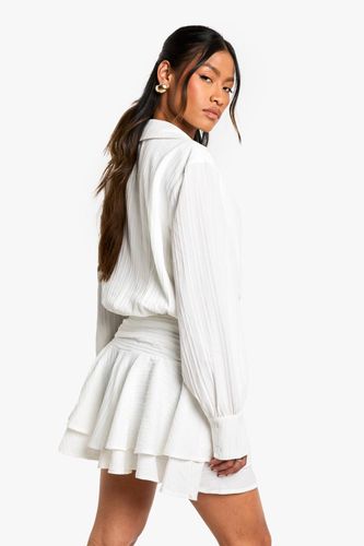 Robe mini à jupe texturée à fronces et volants | Taille 42 - boohoo - Modalova