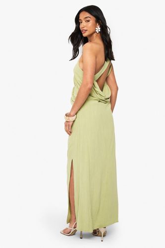 Petite Robe Maxi à effet lin drapé avec bretelles dans le dos | Taille 44 - boohoo - Modalova