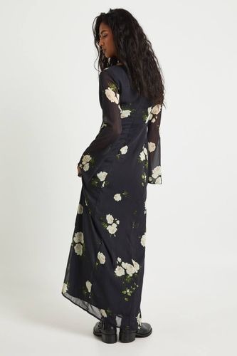 Robe Maxi Plongeante en Chiffon Floral | Taille 44 - boohoo - Modalova