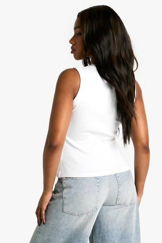 Haut longline côtelé à boutons sur le devant | Taille 44 - boohoo - Modalova