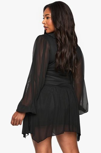 Plus robe patineuse en résille à volants | Taille 48 - boohoo - Modalova
