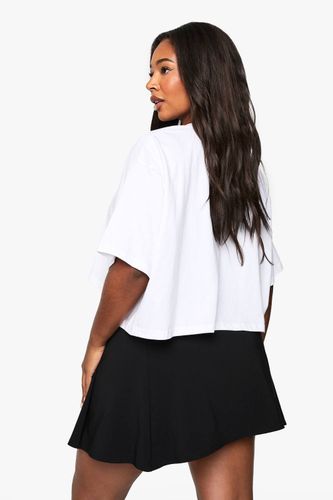 Mini-jupe plissée en bengaline grande taille | Taille 48 - boohoo - Modalova