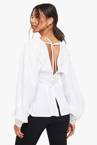 Cotton Poplin Blouson Sleeved Smock Top | Taille 40 - boohoo - Modalova