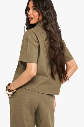 Chemise à manches courtes effet lin | Taille 44 - boohoo - Modalova