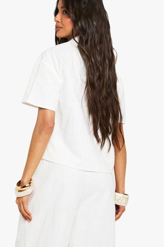 Chemise à manches courtes effet lin | Taille 42 - boohoo - Modalova