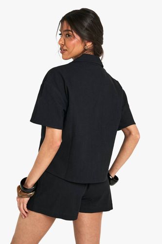 Chemise à manches courtes effet lin | Taille 44 - boohoo - Modalova